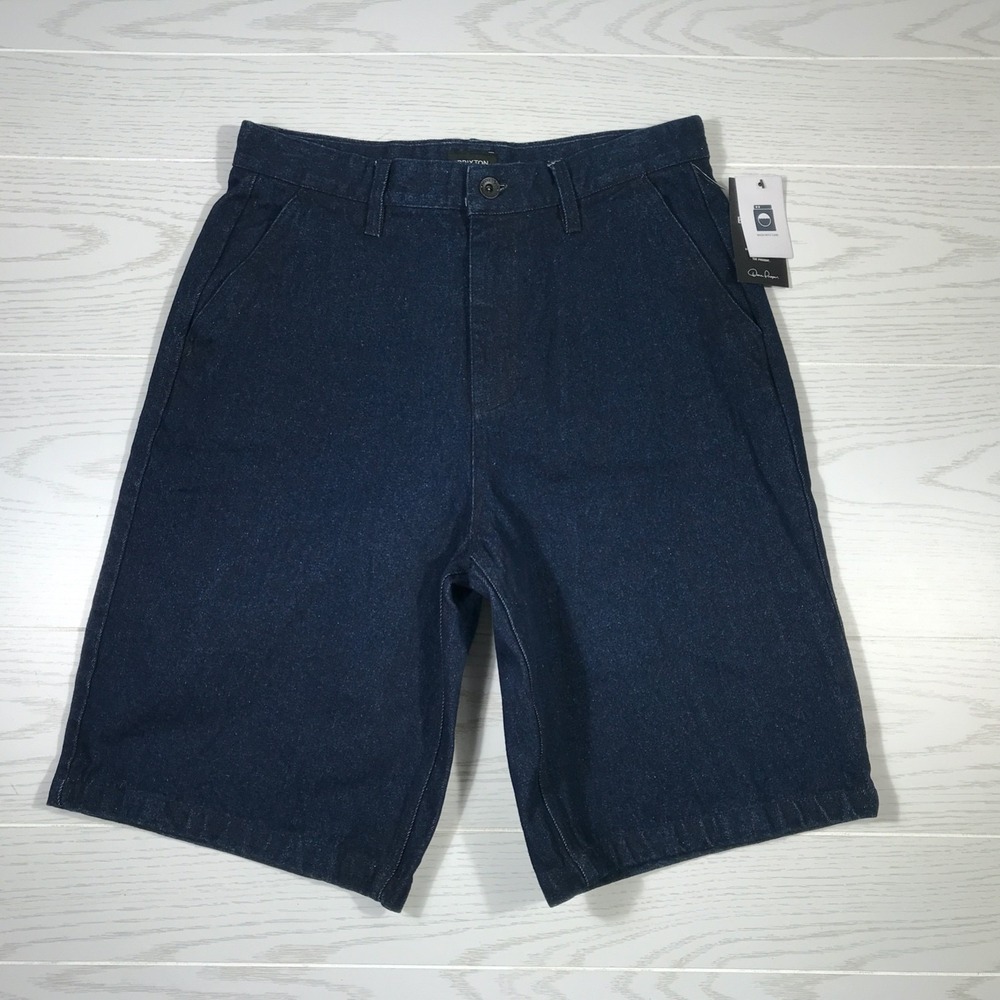 Brixton Baggy Fit Denim Shorts Men 30 Dark Blue 100% Cotton Jorts 12" Inseam New